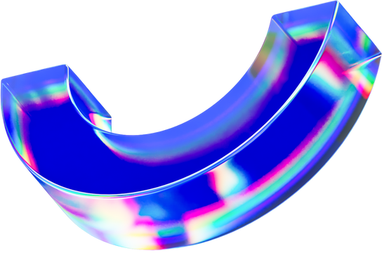 3D Holographic Glass Half Circle